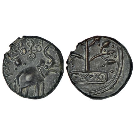 Satavahanas, arsenical copper alloyed 'elephant' type coin of Kochhiputa Satakani from Nas