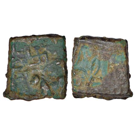 Satavahanas, 'lion' type copper coin from Nasik region attributed to Siri Satakani (c.100-