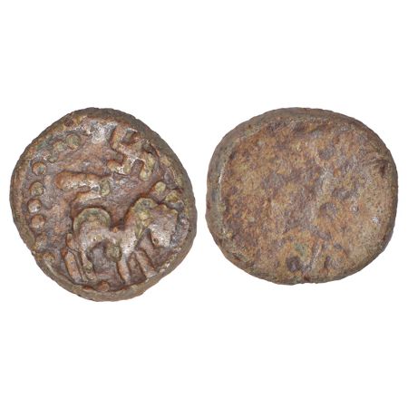 Satavahanas - uninscribed lead coin of 'lion' type, Nasik region, attributed to Siri Satak