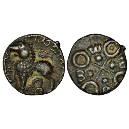 Satavahanas, alloyed copper coin of Chhimuka II (c.50-30 BC), 'lion' type, Junnar region, 