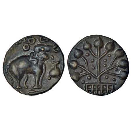 Satavahanas, 'elephant' type coin of arsenical copper attributed to Gotamiputa Siri Sataka