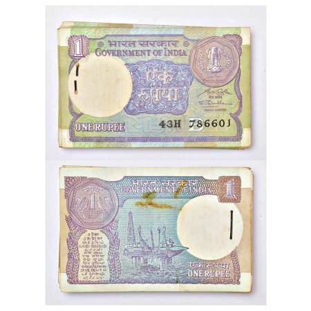 1 rupee, full packet of 100 notes, 1991, signed by S.P. Shukla, inset 'B', serial no.: 43H