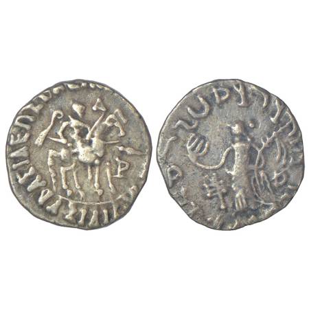 Indo-Scythians - silver drachm of Azilises (c.58-35 BC), ISCH 56.500D, 2.22g. Obv: King mo