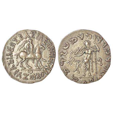 Indo-Scythians - silver tetradrachm of Azes (c.45-20 BC), ISCH 89.1T, 9.67g. Obv: King on 