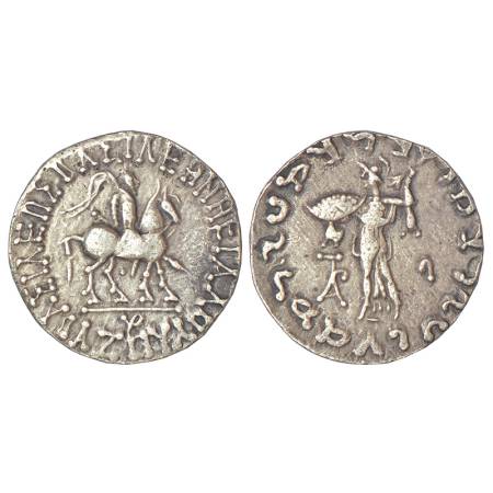 Indo-Scythians - silver tetradrachm of Azes (c.45-20 BC), ISCH 90.11T, 8.83g. Obv: King on