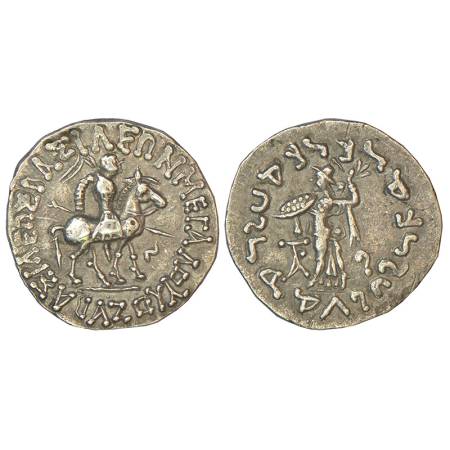 Indo-Scythians - silver tetradrachm of Azes (c.45-20 BC), ISCH 90.14T, 9.57g. Obv: King on