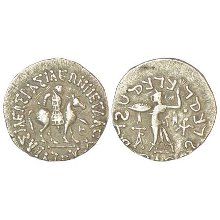 Indo-Scythians - silver tetradrachm of Azes (c.45-20 BC), ISCH 90.62T, 8.9g. Obv: King on 