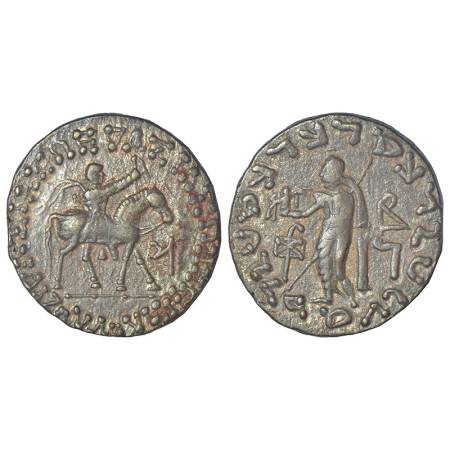 Indo-Scythians - base silver tetradrachm of Azes (c.45-20 BC), ISCH 105-196T, 9.24g. Obv: 