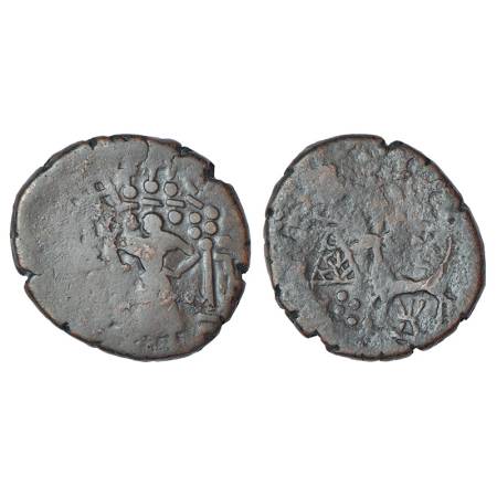 Post-Mauryan tribal republics - Yaudheyas, copper coin struck in the name of 'Brahmanya De