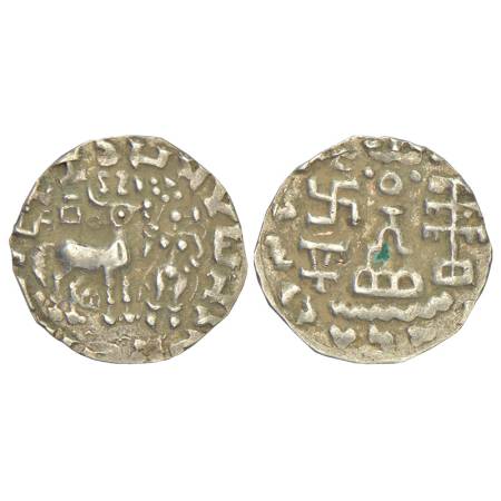 Post-Mauryan tribal monarchies, Kunindas - silver drachm of Amoghabhuti (c.50BC-50AD), PAI