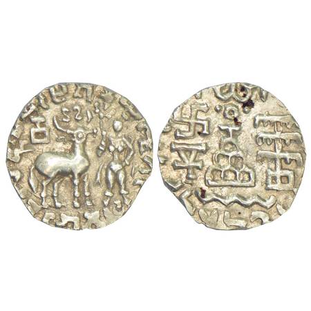 Post-Mauryan tribal monarchies, Kunindas - silver drachm of Amoghabhuti (c.50BC-50AD), PAI