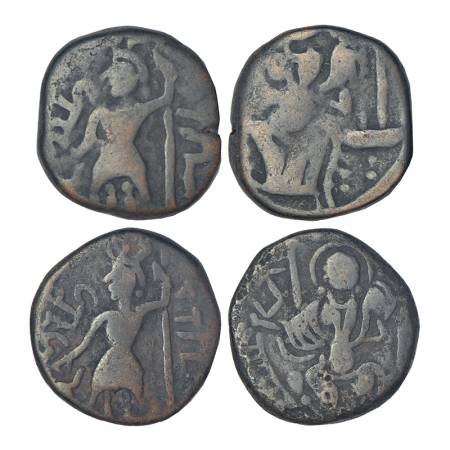 Hephthalites/White Huns - two copper coins of Mihirakula (c.515-530 AD), Taxila/Kashmir ty
