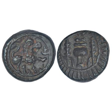 Vishnukundin dynasty of Vengi - 'lion' type uninscribed coin of alloyed copper (c.500-600 