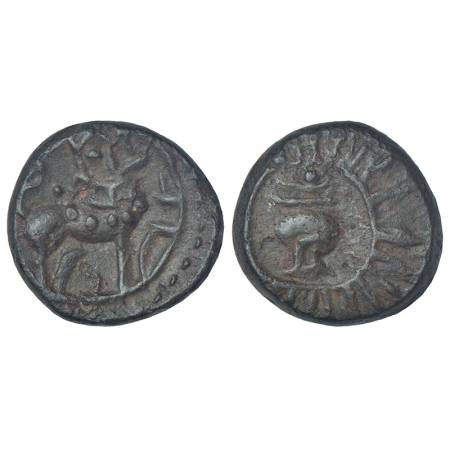 Vishnukundin dynasty of Vengi - 'lion' type uninscribed coin of alloyed copper (c.500-600 