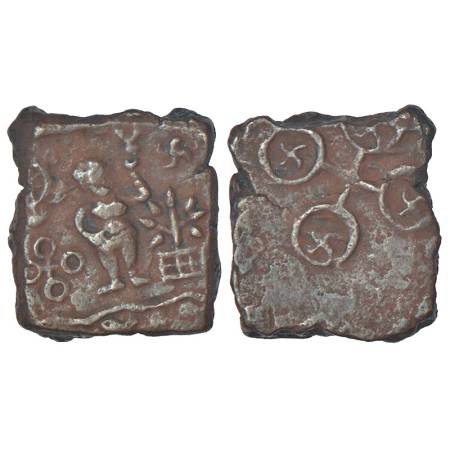 Ancient Malwa - post-Mauryan uninscribed die-struck copper coin of Ujjain/Mandasor area, '