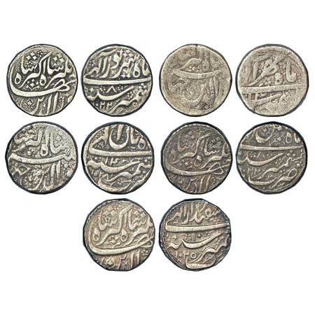 Jahangir (1605-1627 AD), silver rupee, 5 different months, Kashmir mint, Shahrewar, AH 102