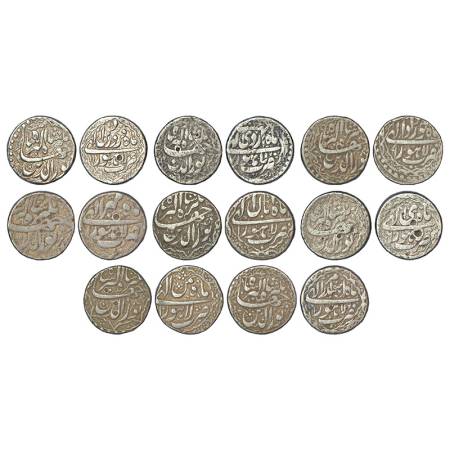 Jahangir (1605-1627 AD), silver rupee, 8 different months, 'Nur ud-Din' type, Lahore mint,