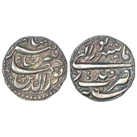 Jahangir (1605-1627 AD), silver rupee, Qandhar mint, Shahrewar 11, decorative field on bot