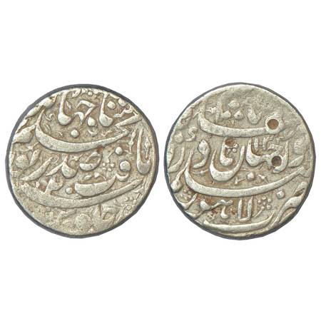 Jahangir with the name of Noor Jahan (1623-1627 AD), silver rupee, Lahore mint, 'Sad Zewar