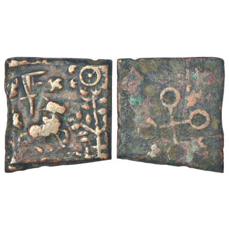 Ancient Malwa - post-Mauryan uninscribed die-struck copper coin of Ujjain/Maheshwar area, 
