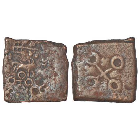 Ancient Malwa - post-Mauryan uninscribed die-struck copper coin of Ujjain/Maheshwar area, 