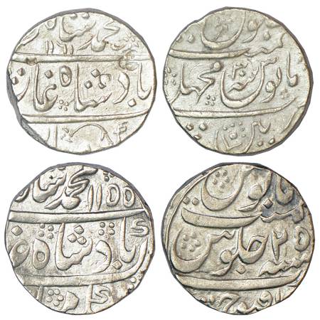 Muhammad Shah (1719-1748 AD), silver rupee (2), 1x Machhalipattan mint, AH 1161/RY 30, KM 