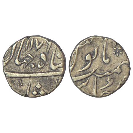 Shah Jahan III (1759-1760 AD), silver ½ rupee, Surat mint (off flan), AH 1176/RY Ahd, mism
