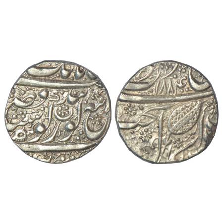 Sikh Empire, silver rupee, Amritsar mint, 'Nanak Shahi' couplet, frozen year VS 1884, styl