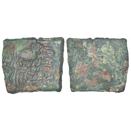 Ancient Central Malwa, Vidisha region - uniface inscribed copper punch-marked coin of Bhag