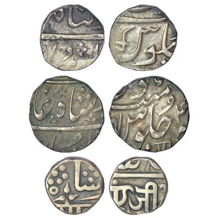 Princely State, silver ½ rupee (3), 2x Baroda, scimitar type, 5.74g, Devanagari 'Gaa', 5.8