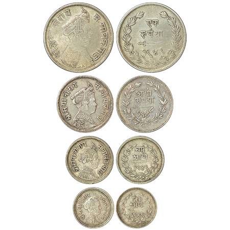 Baroda, Sayaji Rao III (1875-1938 AD), silver set of 4 coins, 1 rupee, 1949, KM Y36, 11.14