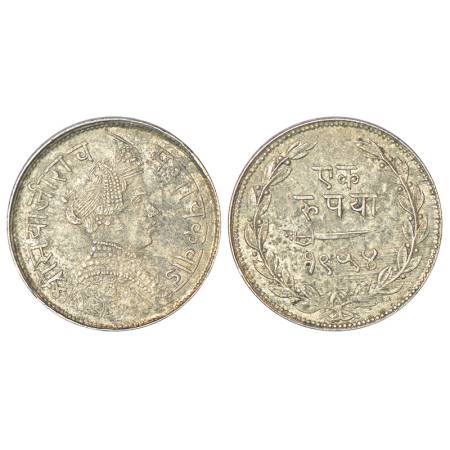 Baroda, Sayaji Rao III (1875-1938 AD), silver rupee, VS 1954, KM Y36a, 11.35g. Obv: Portra