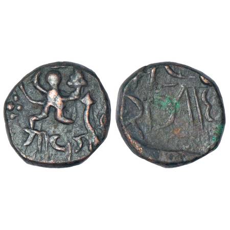 Gwalior, Daulat Rao Sindhia (1794-1827 AD), copper paisa, Rajod mint, KM 196, 11.65g. Obv: