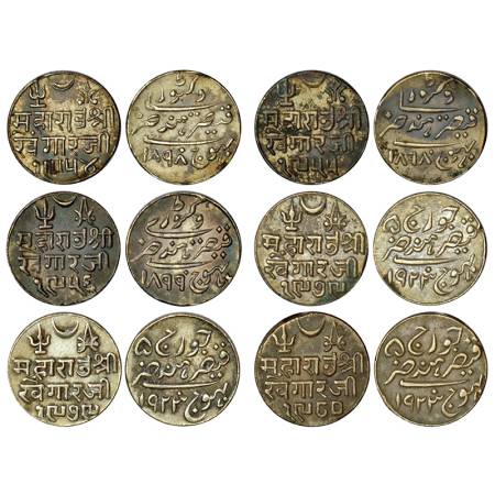 Kutch, Khengarji III (1875-1942 AD), silver 1 kori (6), 3x with the name of Queen Victoria