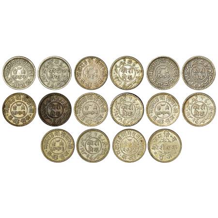Kutch, silver kori (8), 7x Khengarji III (1875-1942 AD), includes George V, VS 1985/AD 192