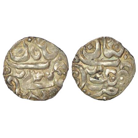 Ladakh, Hammered Coinage (1771-1815 AD), silver Ja'u, ND, KM 1.1, 2.60g. Obv: Corrupt lege