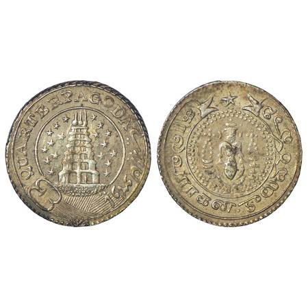 Madras Presidency, Madras mint, silver ¼ pagoda, second issue, ND (1808-1812 AD), KM 352, 