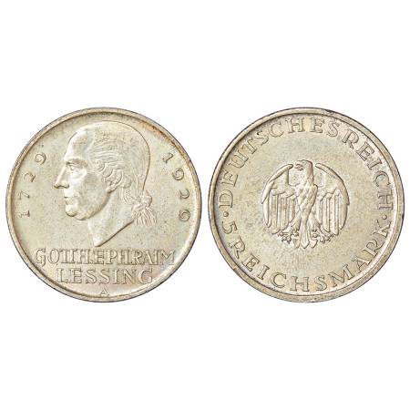 Germany-Weimar Republic, silver 5 Reichsmark, AD 1929, 'A' mint-mark, KM 61, 25.00g. Sub: 