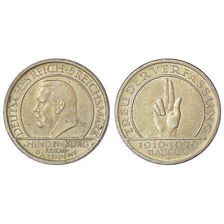 Germany-Weimar Republic, Silver 5 Reichsmark, AD 1929, 'A' mint-mark, KM 64, 24.96g. Sub: 