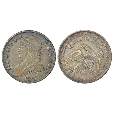 United States of America, silver 50 cents, AD 1827, KM 37, 13.42g. Obv: The bust of libert