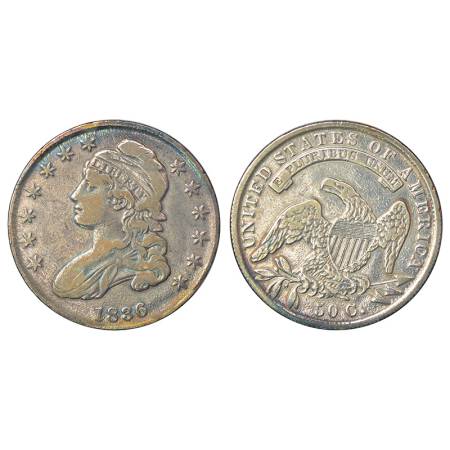 United States of America, silver 50 cents, AD 1836, KM 37, 13.34g. Obv: The bust of libert