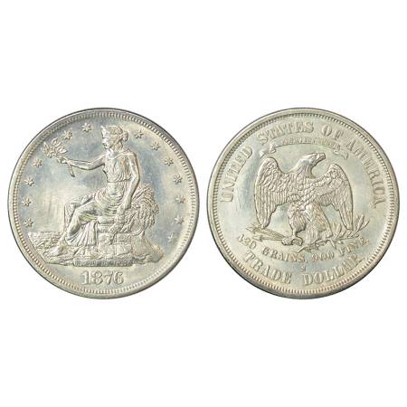 United States of America, silver trade dollar, AD 1876, 'S' mintmark, KM 108, 27.43g. Obv: