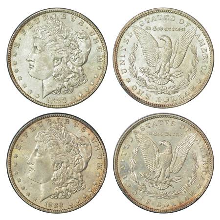 United States of America, silver morgan dollar (2), AD 1888, 26.69g and AD 1889, 26.77g, w