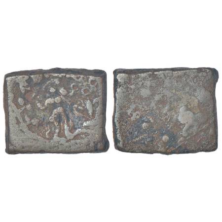 Mathura - post-Mauryan monarchical coinage, arsenical bronze coin of Gomitra (c.100-50 BC)