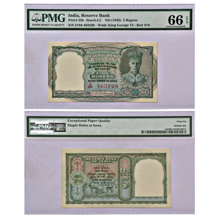 George VI, 5 rupees, 2nd issue, ND (1947), signed by C.D. Deshmukh, serial no.: D84 463229