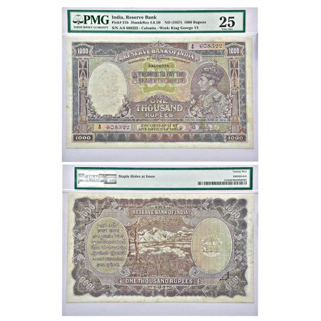 Geroge VI, 1000 rupees, Calcutta circle, ND (1938), signed by J.B. Taylor, serial no.: A6 