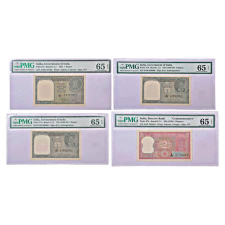 A group of 4 Republic of India notes, (A) 1 rupee (3), signed by K.G. Ambegaonkar, ND (195