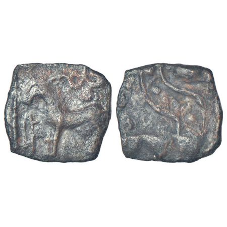 Malayaman chiefs of 'Sangam' period, uninscribed die-struck 'horse' type copper coin, Tiru