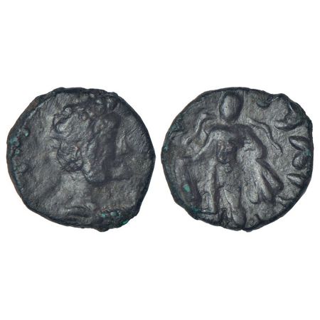 Kushans - copper coin of Kujula Kadphises (c.30-80 AD), 'posthumous Hermaios' type, later 