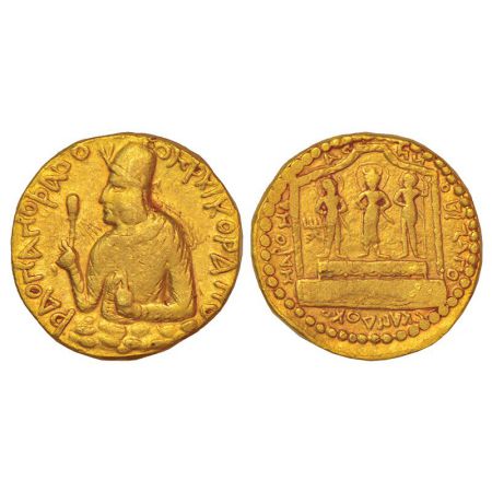 Kushans - gold dinar of Huvishka (c.152-190 AD), possibly minted at the main mint in Gandh